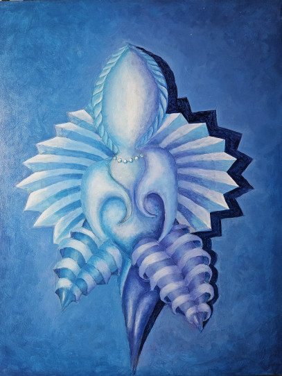 Peinture bleue perlée-5KJla